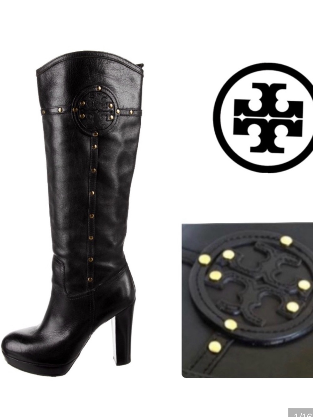 Tory Burch Colleen Studded Platform Knee High Boots Size 8